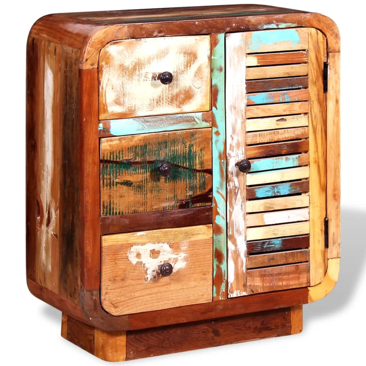Sideboard Cupboard Cabinet with a Door and 3 Drawers Solid Reclaimed Wood B9955