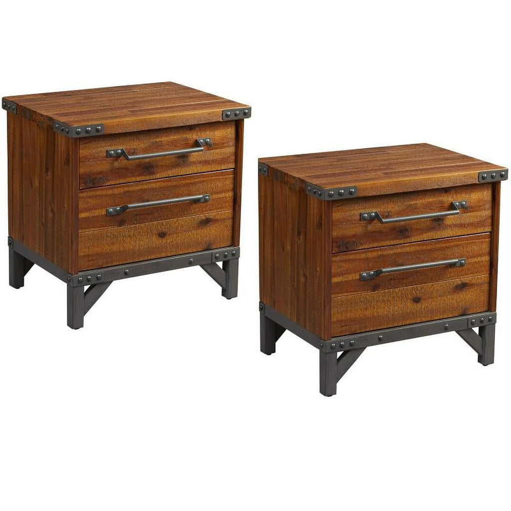 Solid Wood Nightstand Set of 2 N10495