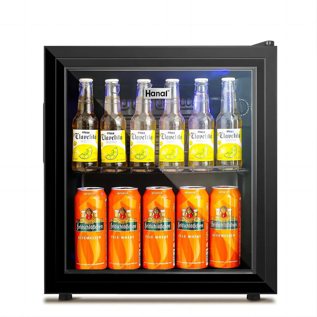 Mini Fridge with Glass Door 50 Can Stainless Steel Look M4255