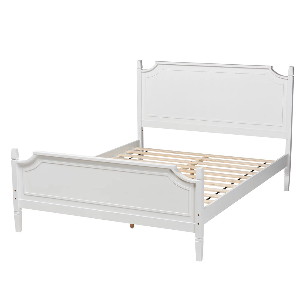 White Wood Queen Size Platform Bed Z798