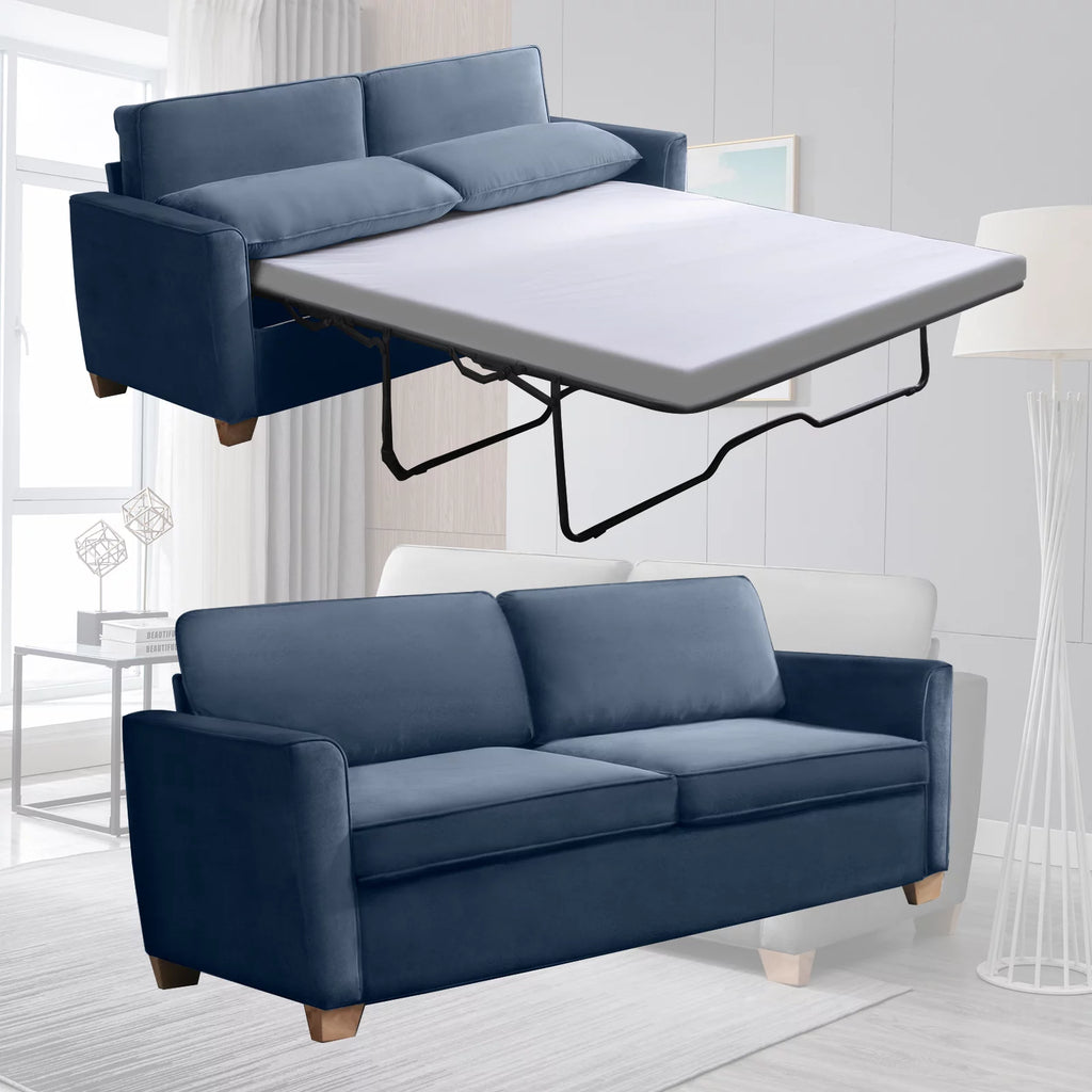 Baby Blue Memory Foam Pull Out Sofa Bed X3624