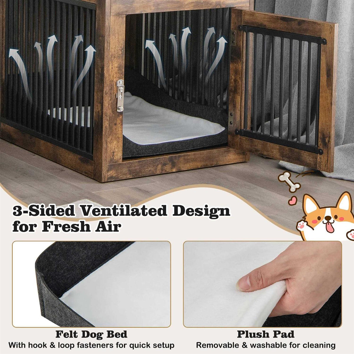 2-In-1 Dog Crate Side End Table with Drawer C998997