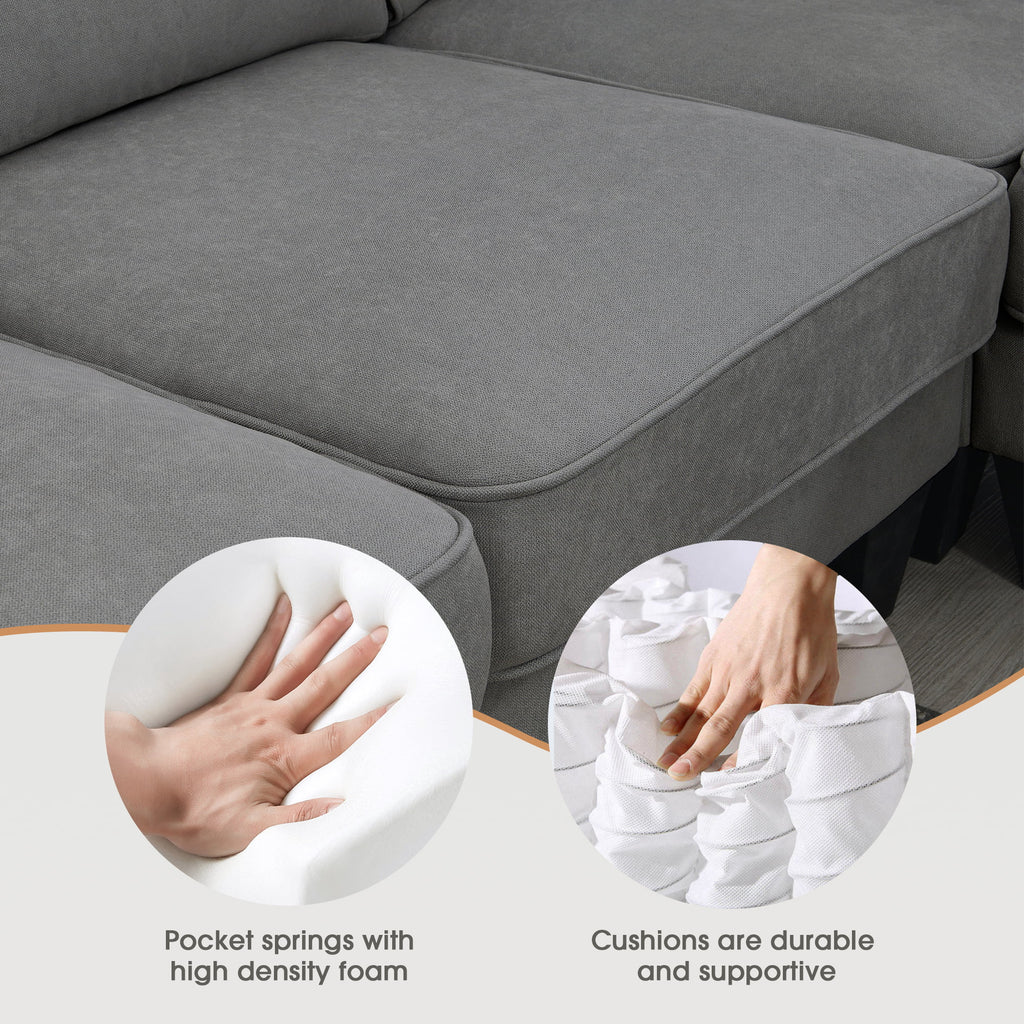 Dark Gray 7 Seat U Shape Sectional Sofa with 3 Pillows E75906