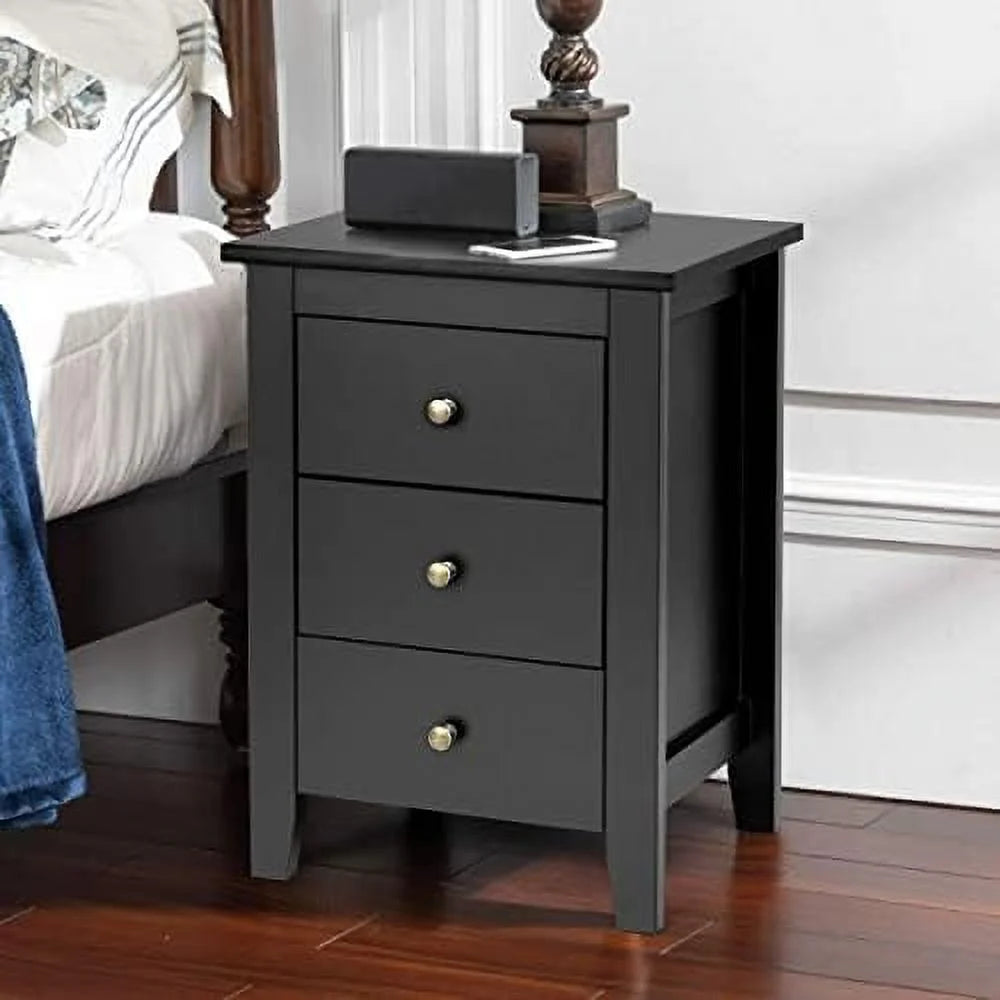 White 3 Drawer Wood Nightstand C291384