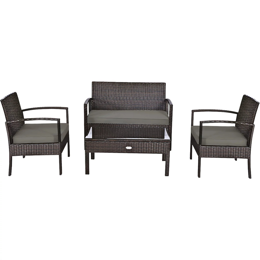4 Pc Outdoor Patio Rattan Furniture Set Q66453