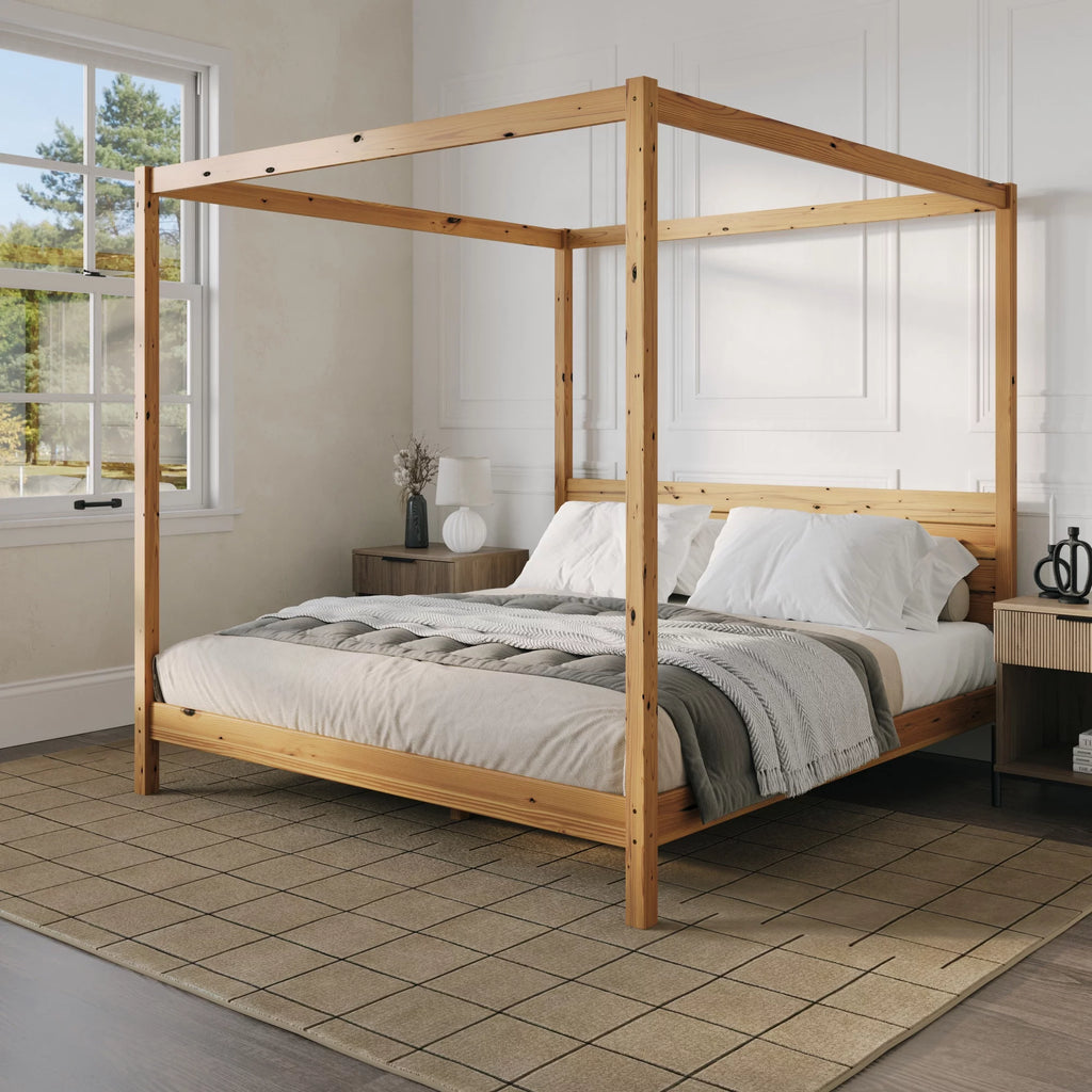 Black Solid Wood King-Size Canopy Bedframe B71890