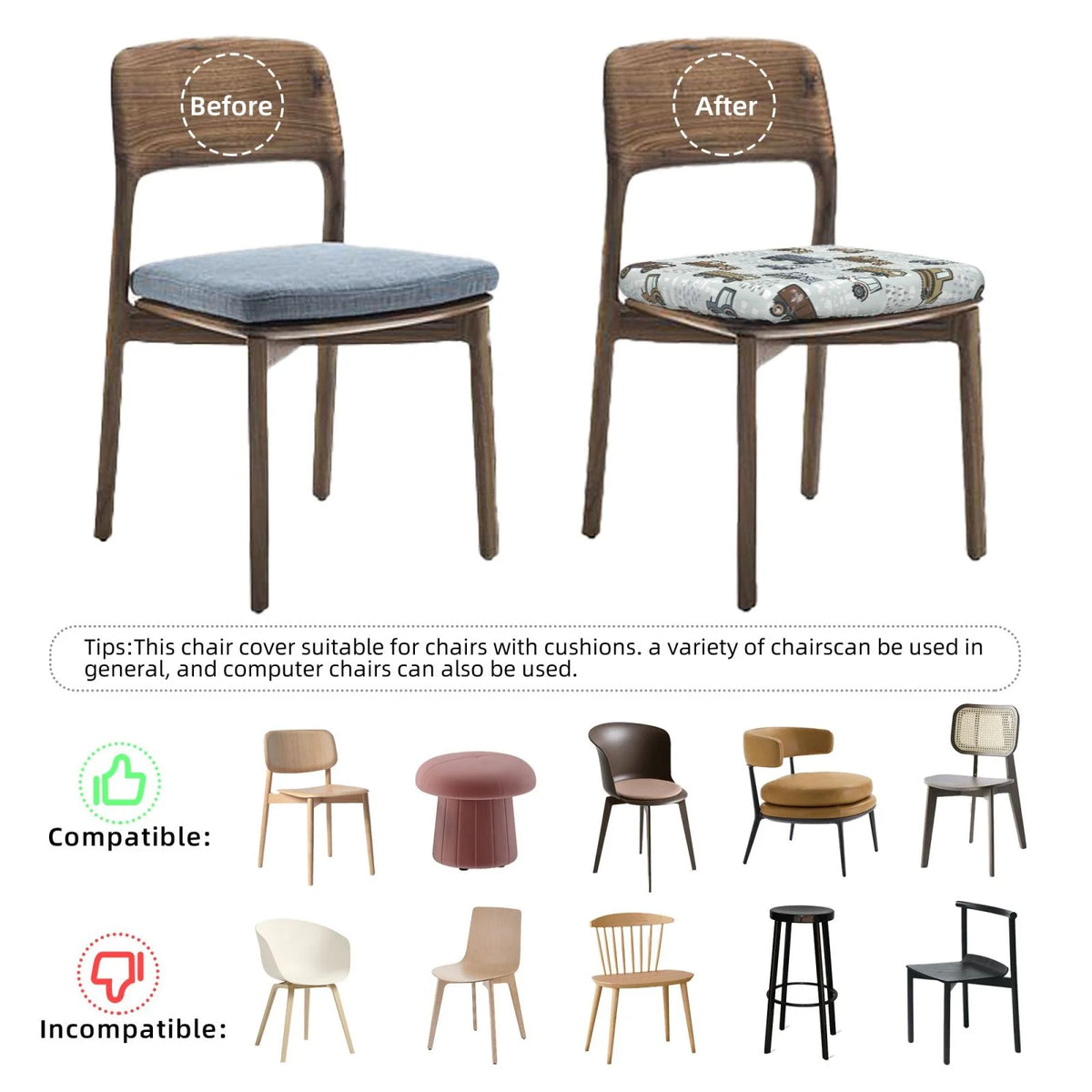 Tractor And Dumper Restaurant Chair Seat Covers O399590