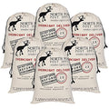 6 Pack Large Canvas Cotton Christmas Bags with Drawstrings J137