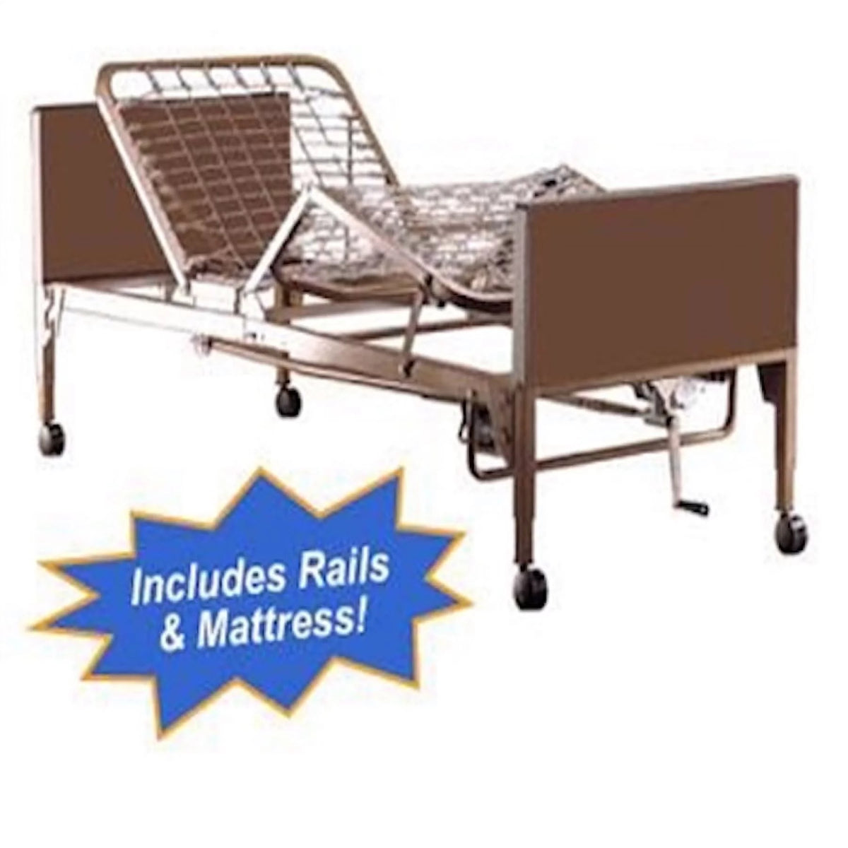 Full Electric Homecare Bed with Innerspring Mattress and Half Rails J1170