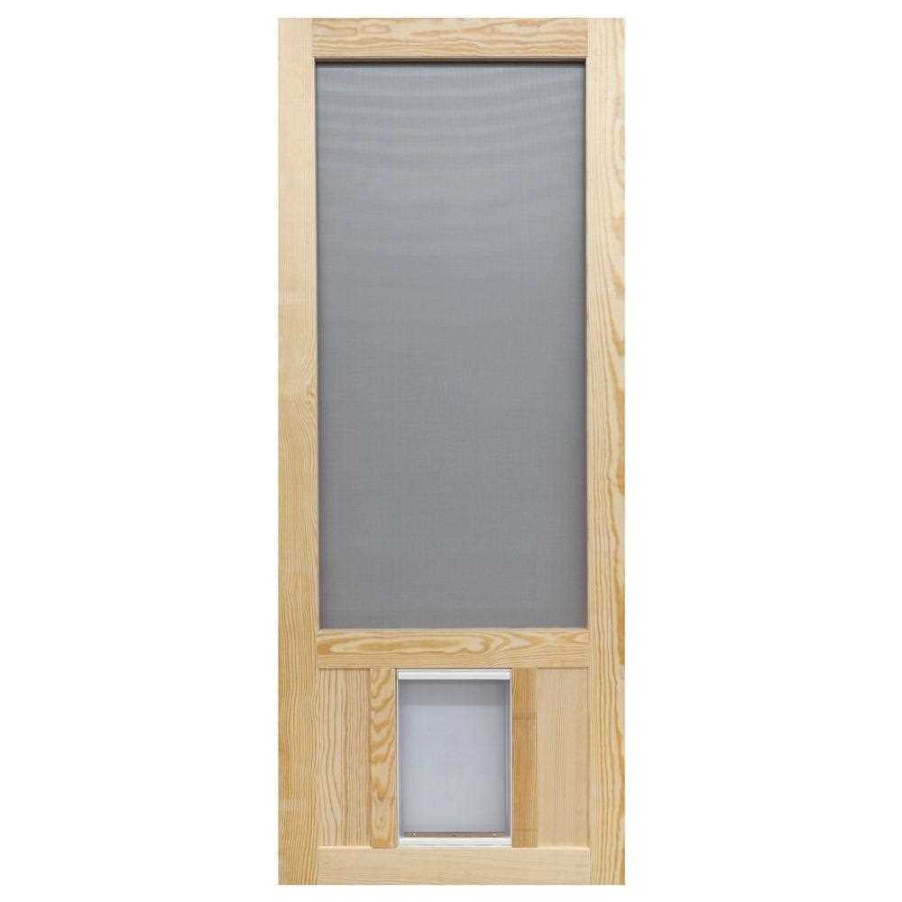 36 in. x 80 in. Reversible Wood Screen Door with Pet Flap F2899