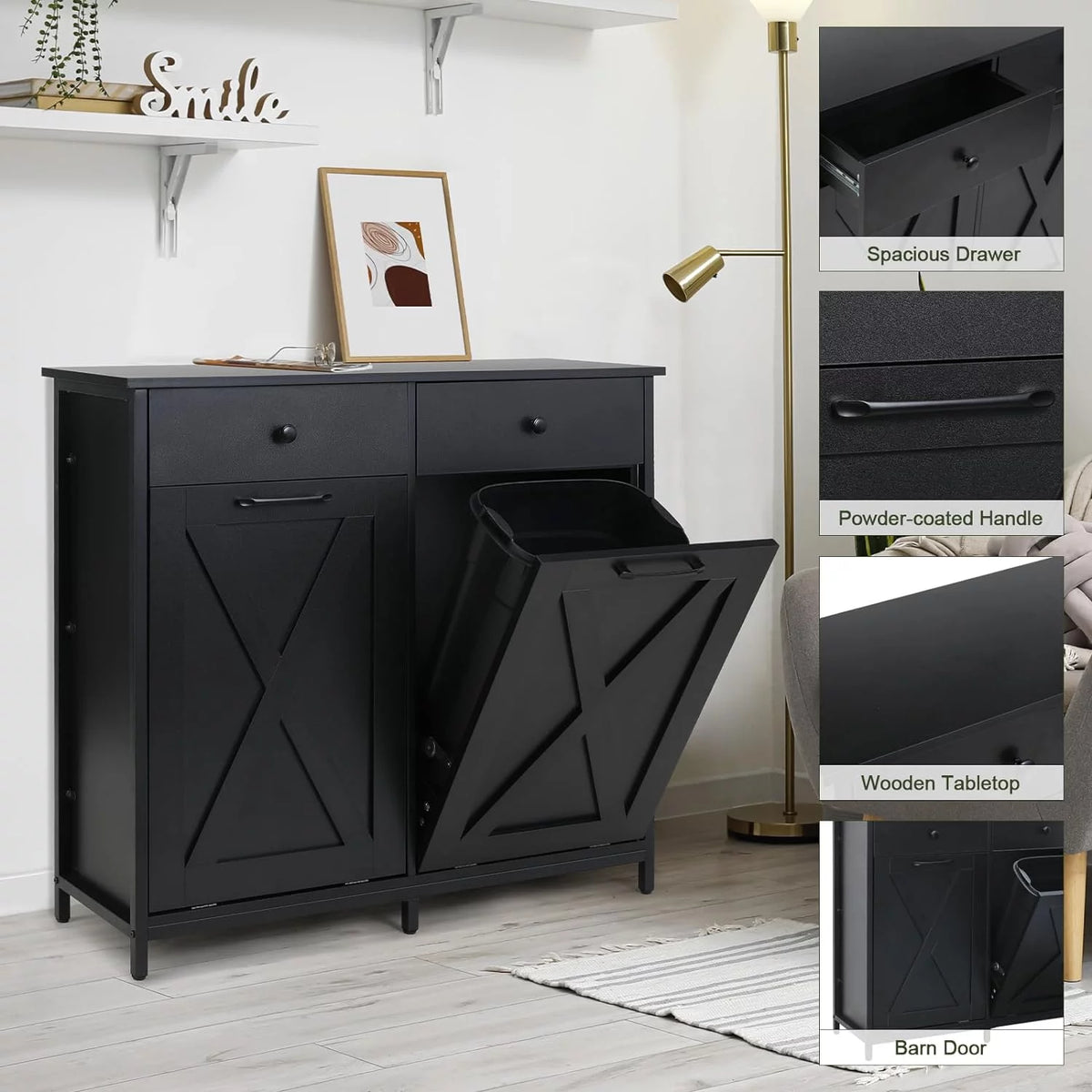 Double Tilt Out Trash Cabinet with Drawers F69144