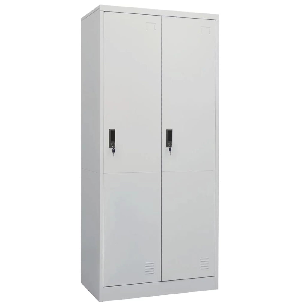 Light Gray Steel Wardrobe with 2 Storage Shelves U4699