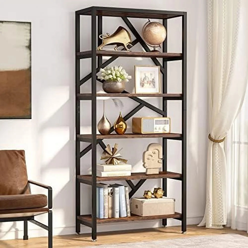 71 Inch 6 Tier White Wood Bookshelf F359