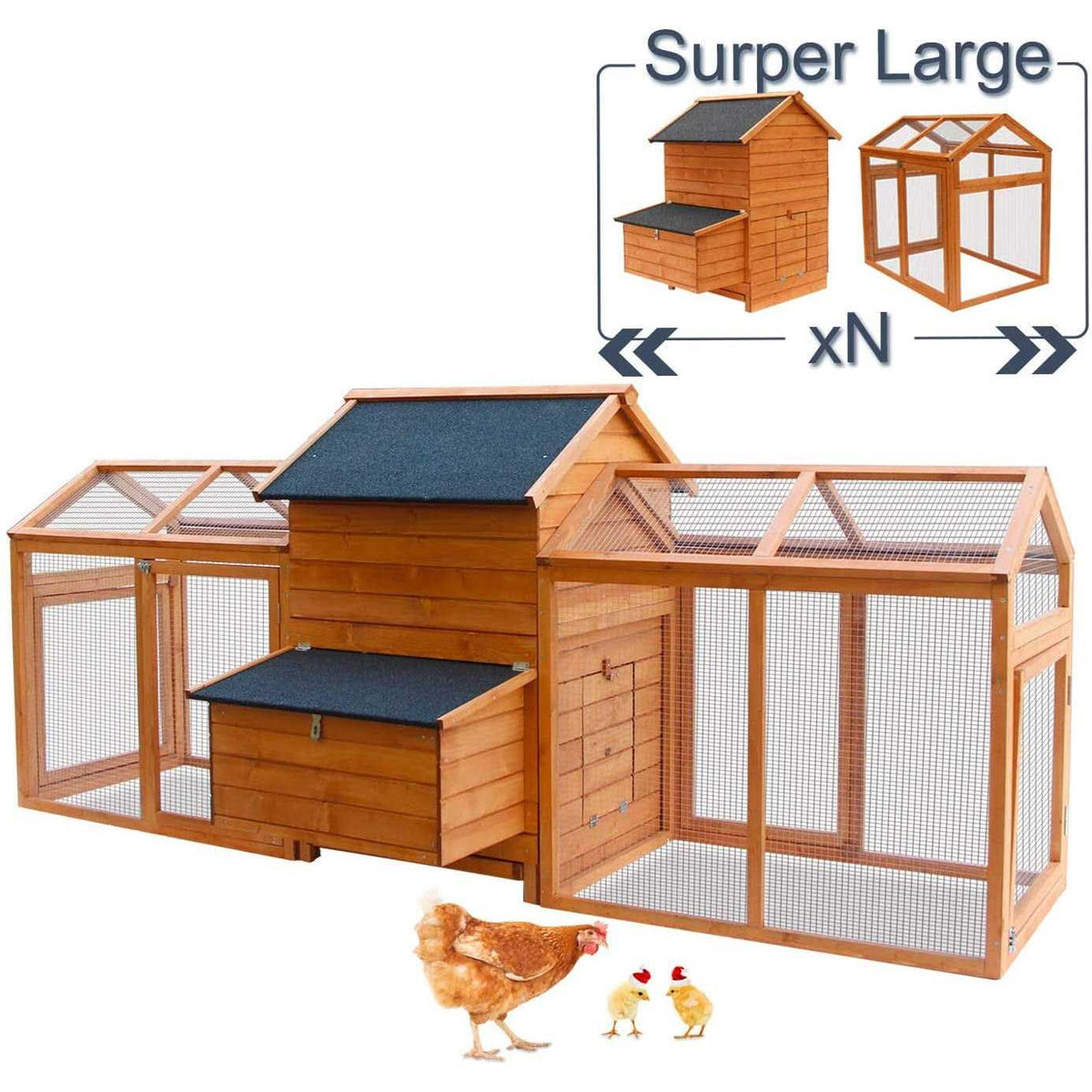 Wooden Chicken Coop with Nesting Box and Removable Tray R478