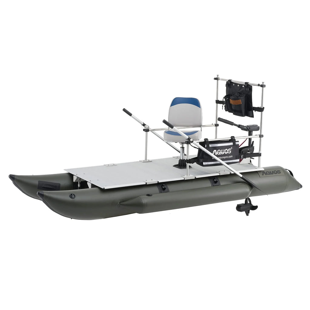 12.5ft Inflatable Pontoon Boat with 55LBS Trolling Motor L576467