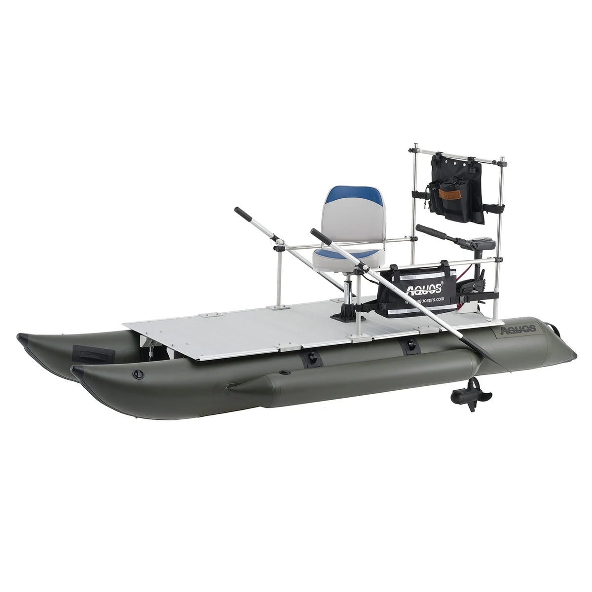 12.5ft Inflatable Pontoon Boat with 55LBS Trolling Motor L576467