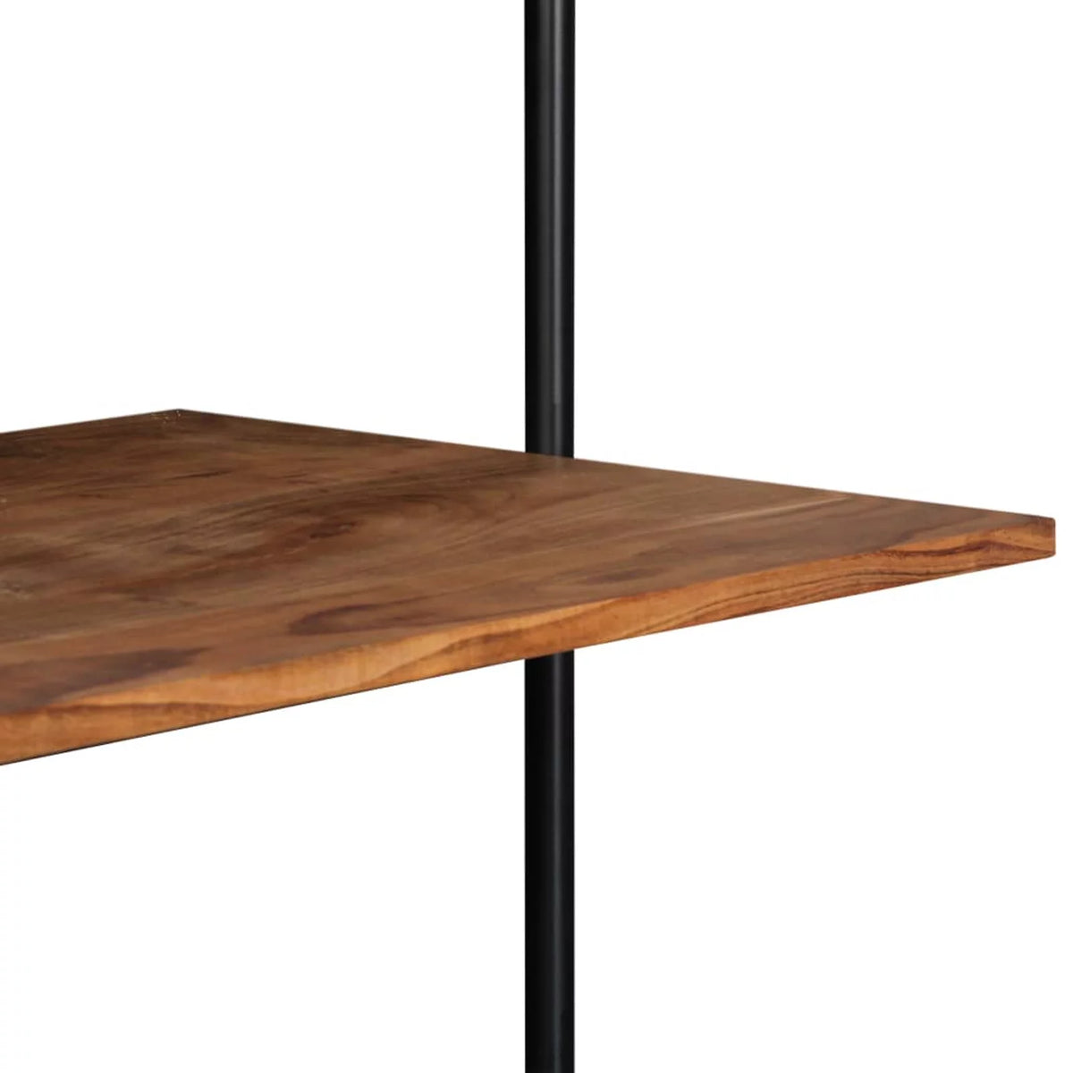 Wall Computer Desk with Storage Drawers and Book Shelf Acacia Wood Iron Frame A547