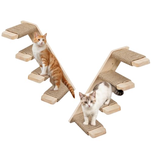Wood Wall Mounted Cat Wall Shelves Set of 2 X837