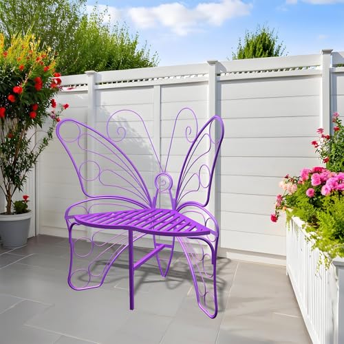 Black Metal Butterfly Outdoor Bench M7475