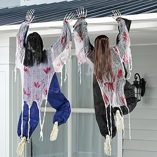 47" Halloween Climbing Zombies Wall Decoration 2 Pcs T9410