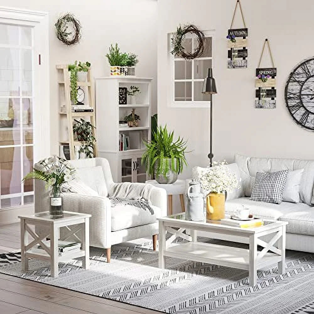 White Oak End Table with Storage Shelf W55128