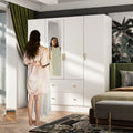 White Wooden Armoire with Mirror R445204