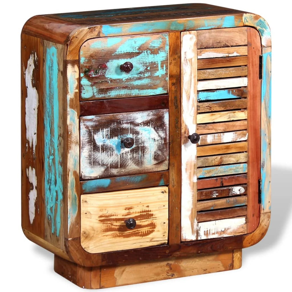 Sideboard Cupboard Cabinet with a Door and 3 Drawers Solid Reclaimed Wood B9955