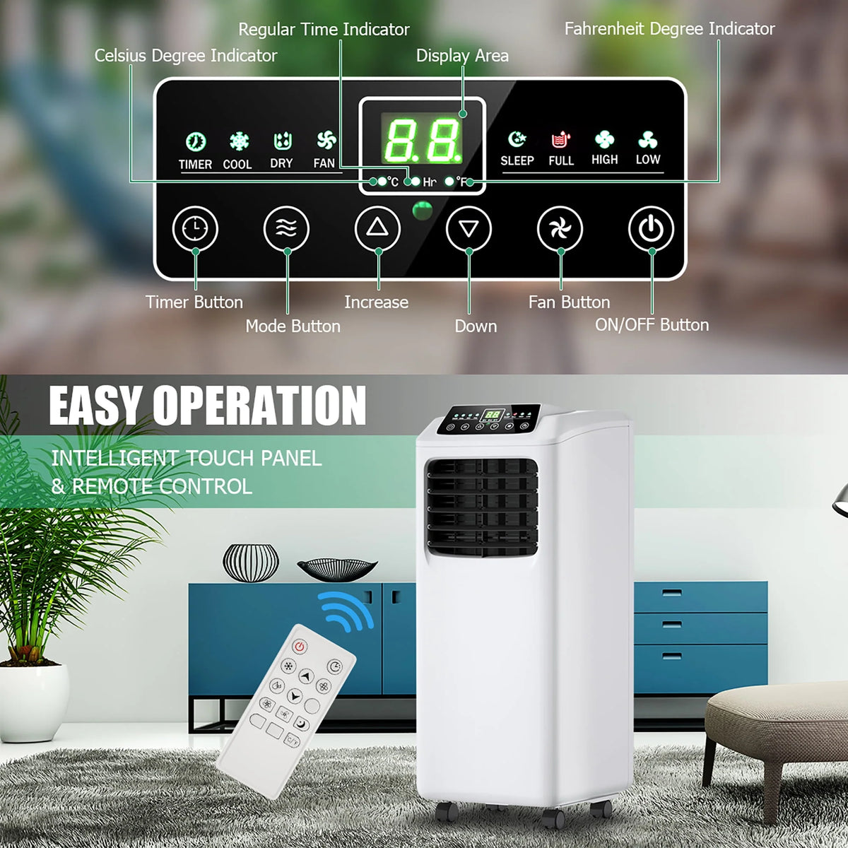 5500 BTU 3-in-1 Portable Air Conditioner with Dehumidifier and Window Kit B45461