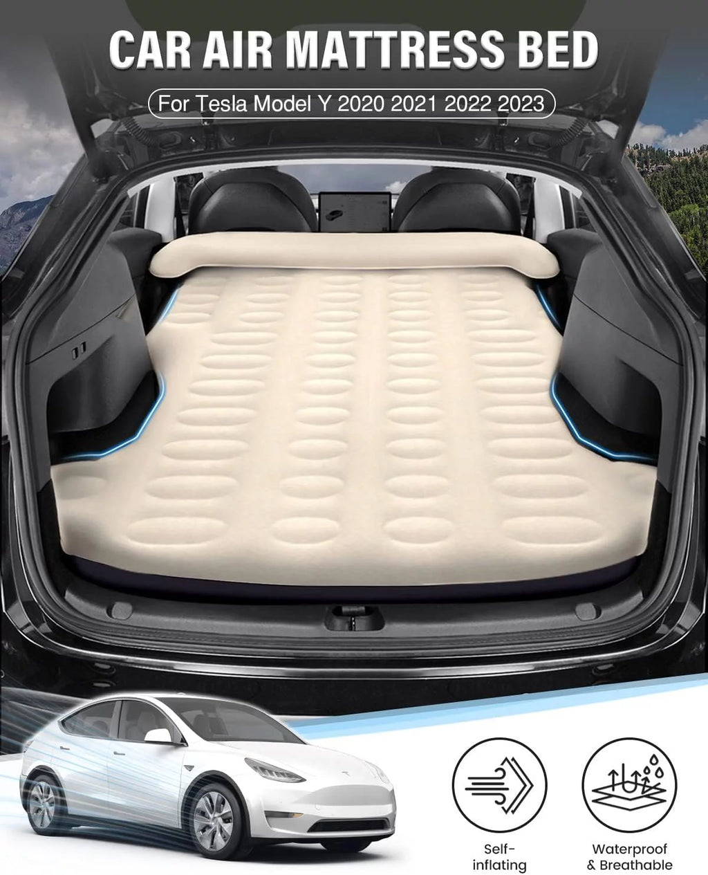 Inflatable Camping Air Mattress with Air Pump and Headrest W35230