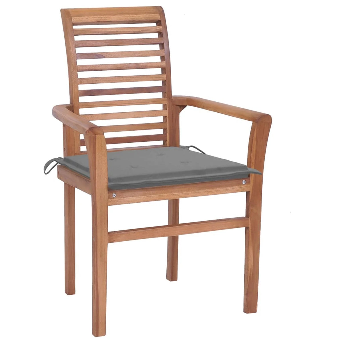 6 Pcs Teak Wood Dining Chairs with Gray Cushions E307817