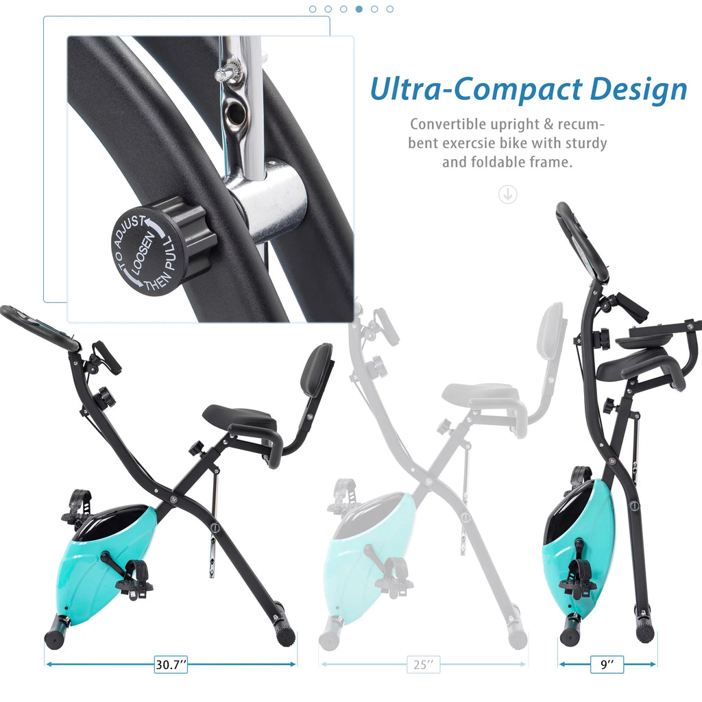 Folding Exercise Bike with Adjustable Resistance and Backrest M288