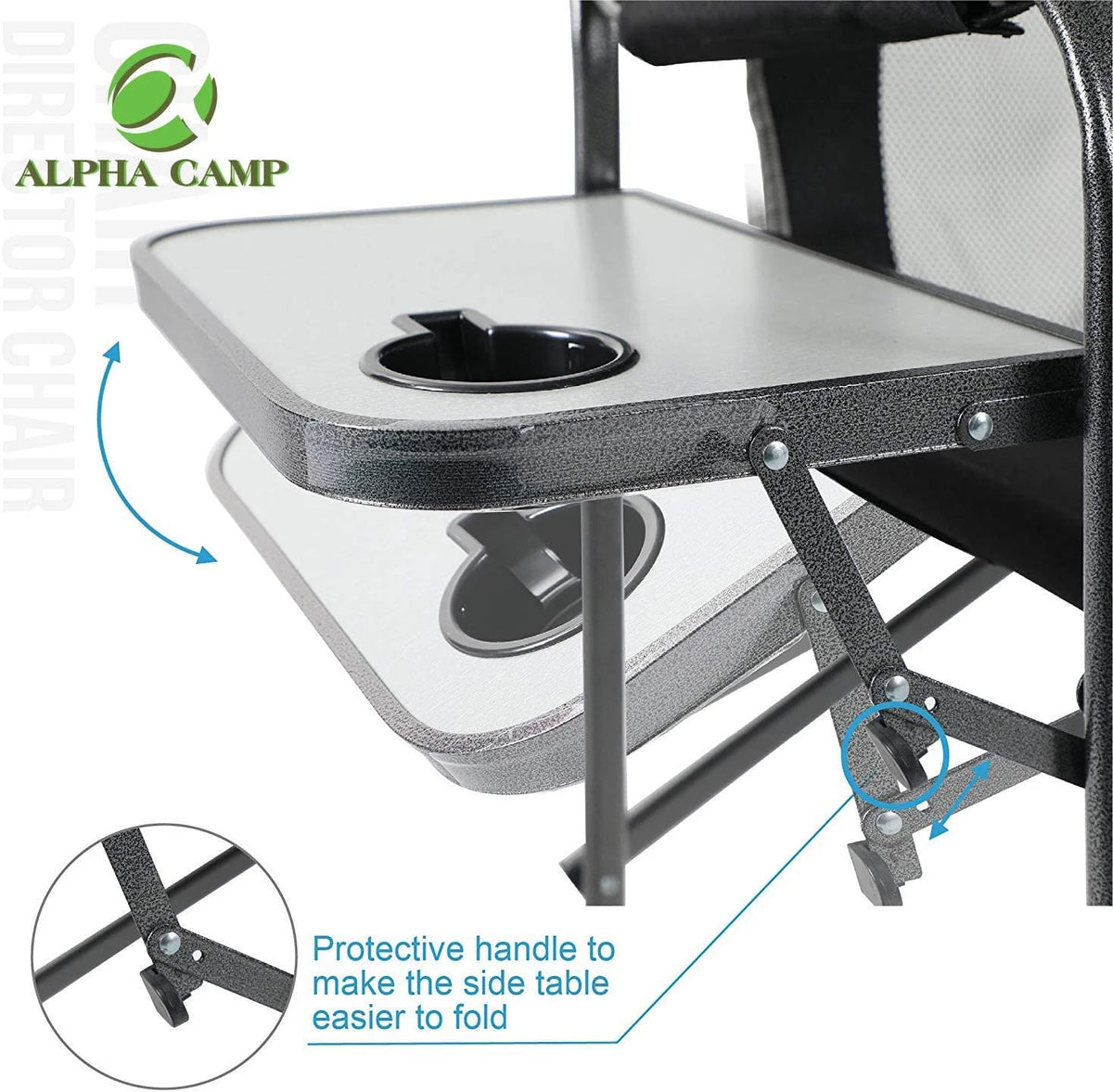 Oversized Heavy Duty Recliner Camping Chair with Side Table E124545