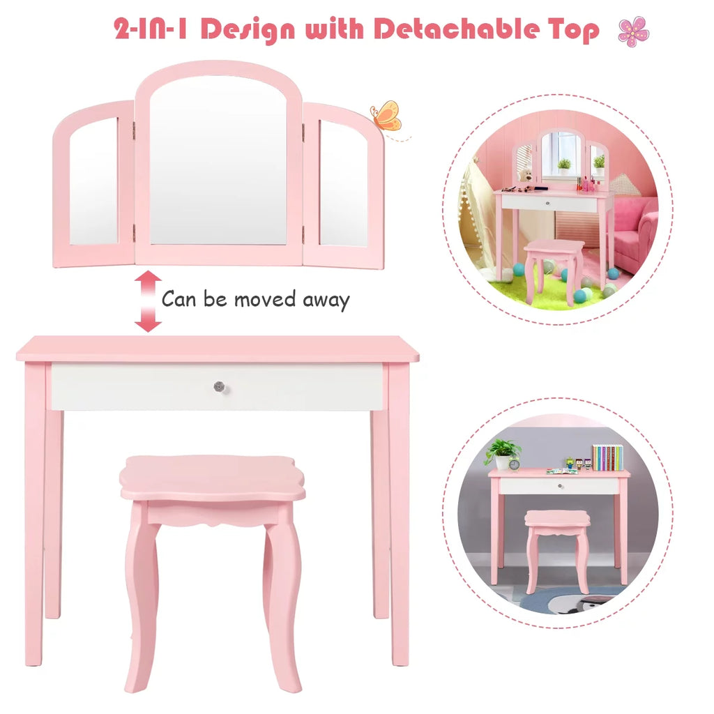 Kids Vanity Set with Mirror White W5271