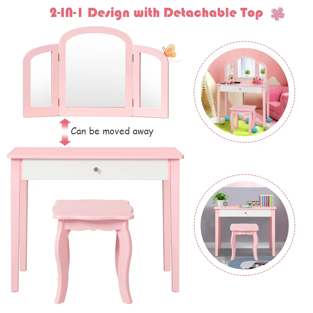 Kids Vanity Set with Mirror White W5271