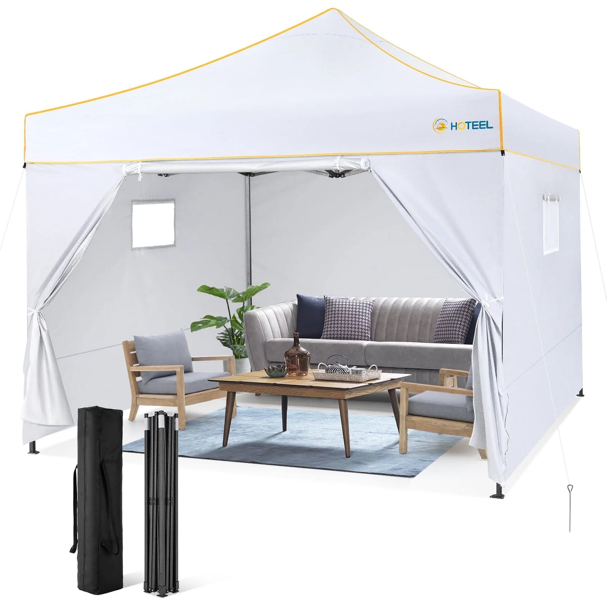 10x10 Pop Up Canopy with 4 Removable Sidewalls and Carry Bag F77854