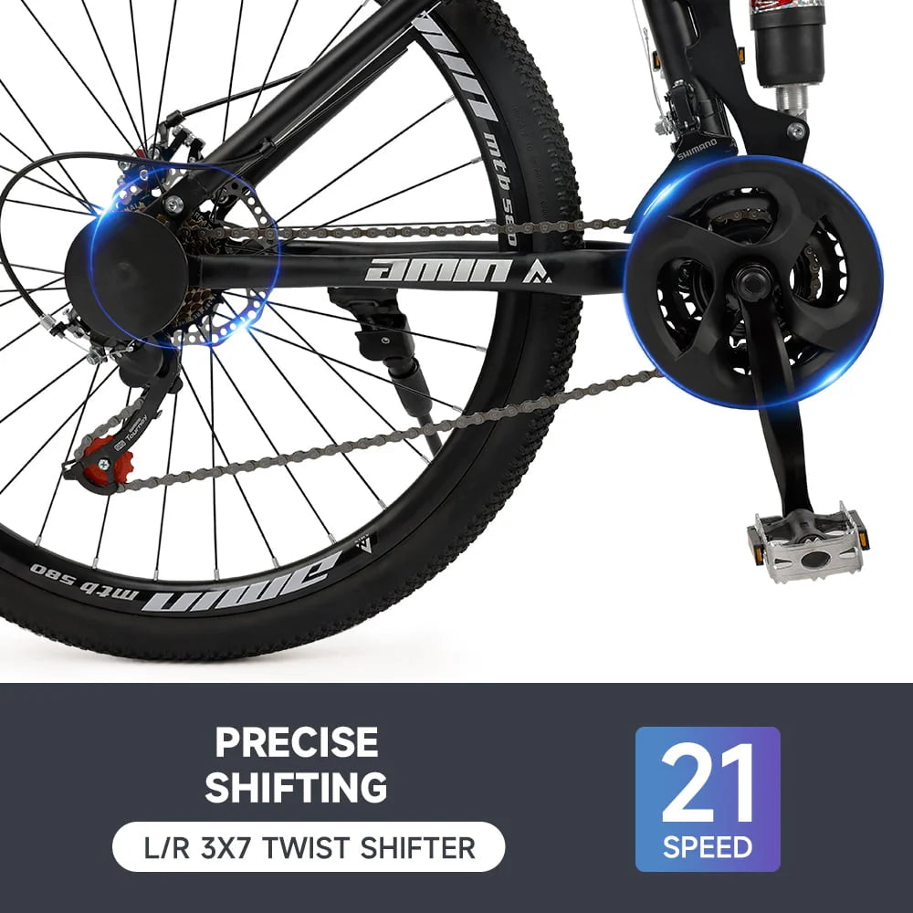 Full Suspension 21 Speed 26 Inch Dual Disc Brake Mountain Bike A883