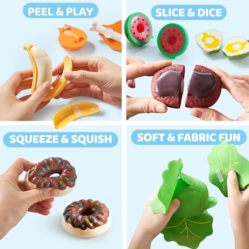Color Sorting Play Food Set with Display Rack and 6 Boxes R73985