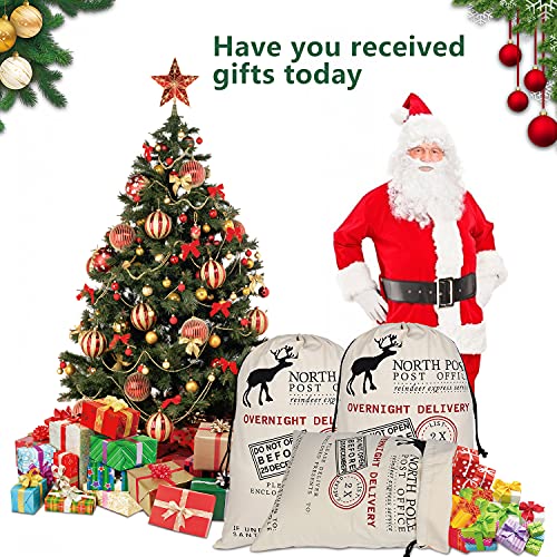 6 Pack Large Canvas Cotton Christmas Bags with Drawstrings J137