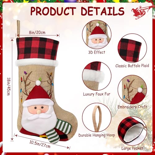 Red Black Buffalo Plaid Christmas Stocking with Faux Fur Cuff R75205