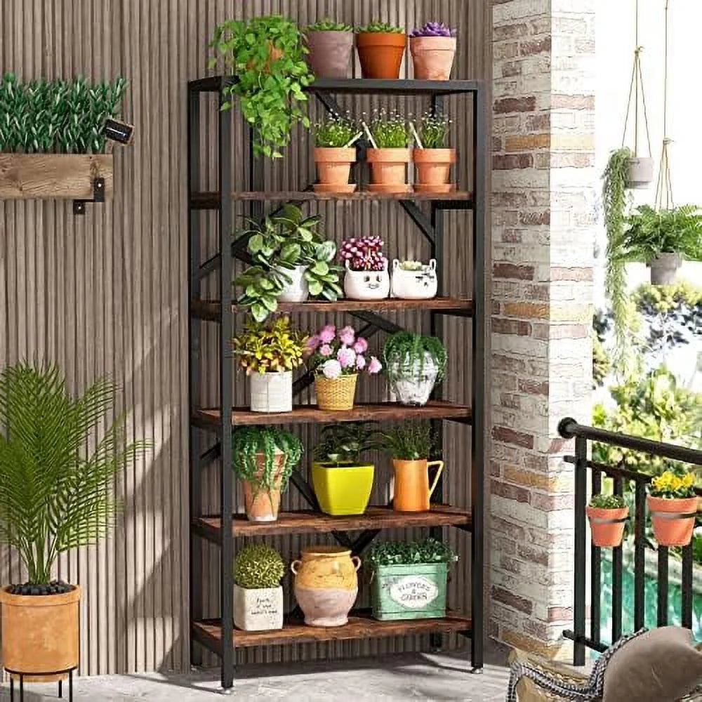 71 Inch 6 Tier White Wood Bookshelf F359