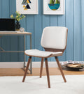 White PU & Walnut Accent Chair P6465