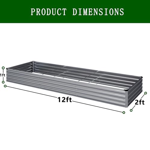 Galvanized Raised Garden Bed, 2 Pcs 10×3×1FT Metal Planting Box M618