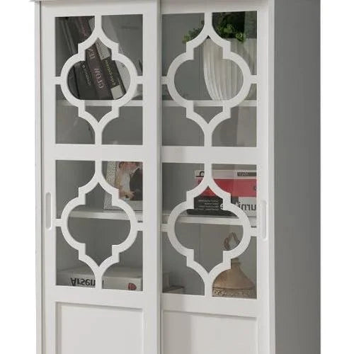 White Wood China Display Cabinet J802292