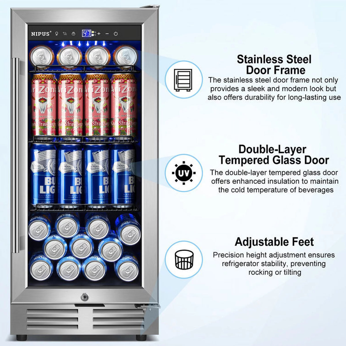 15 inch 130 Can Beverage Refrigerator with French Door A66434