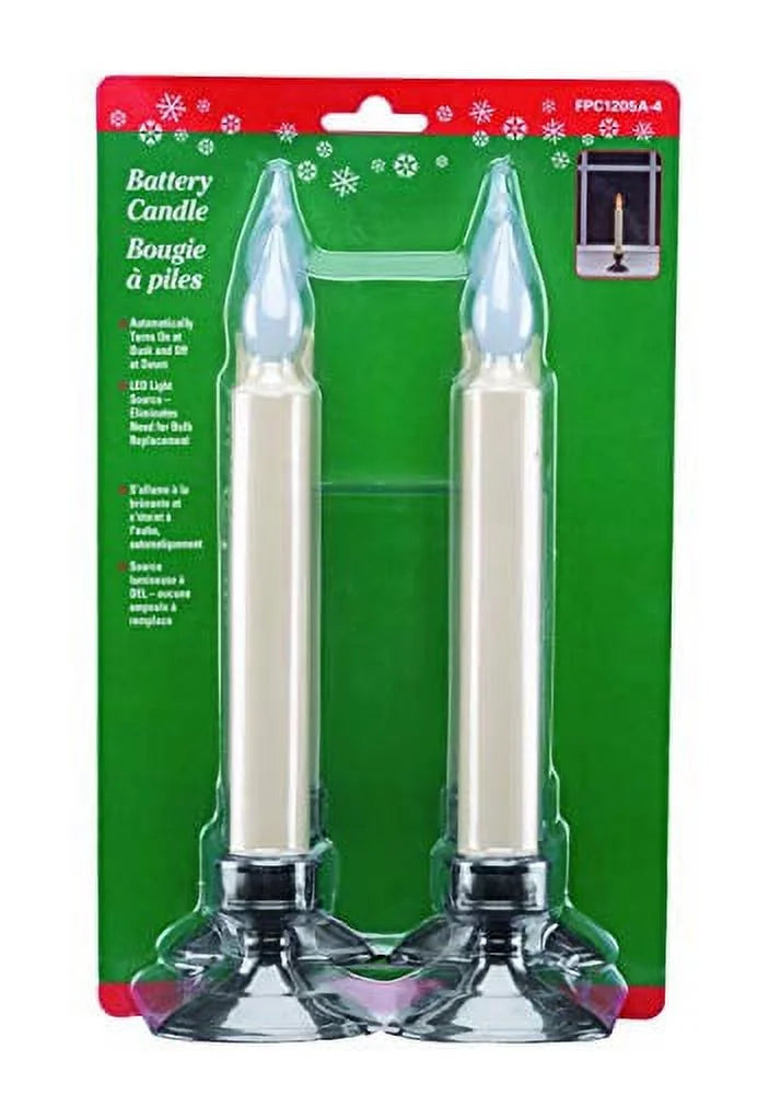 Battery Operated LED Window Candle with Dusk to Dawn Light Sensor, Amber Flicker Flame, 4 Pack I53064