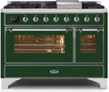 48 Dual Fuel Natural Gas Range Emerald Green Chrome Trim P725