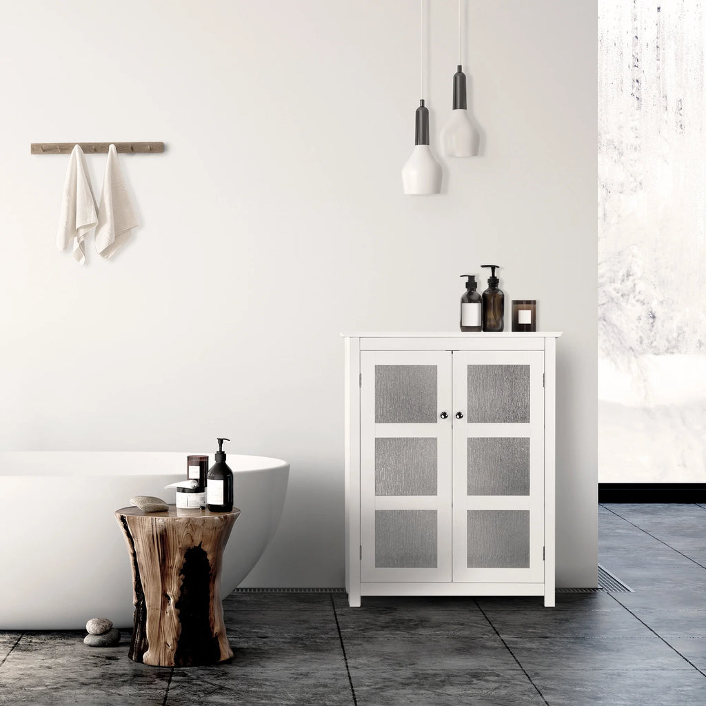 White Bathroom Floor Cabinet V78070