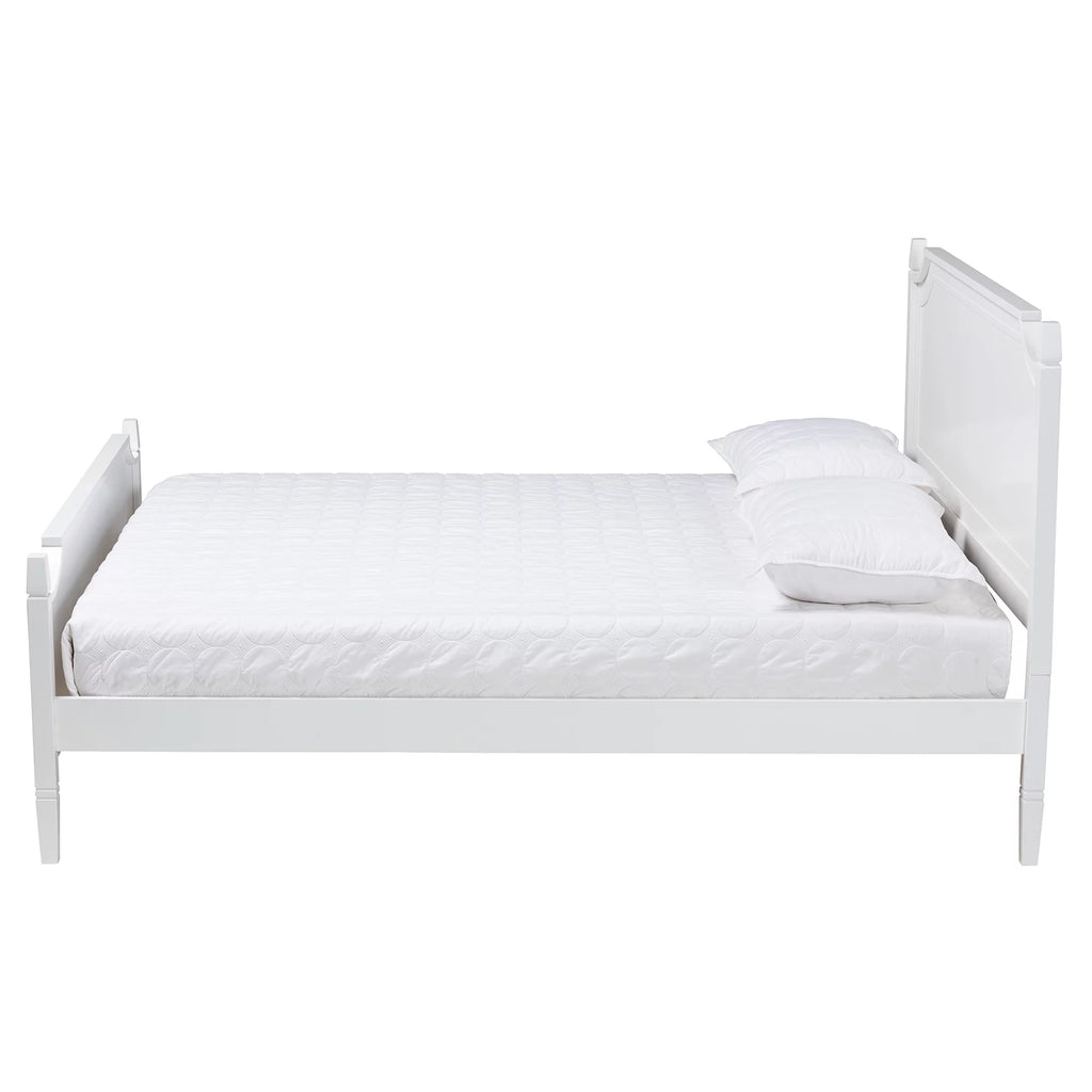 White Wood Queen Size Platform Bed Z798