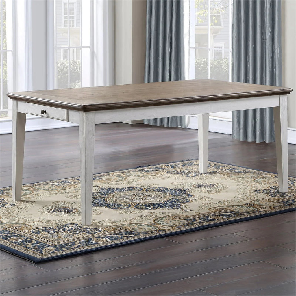 Ivory and Brown Wood Dining Table J2907