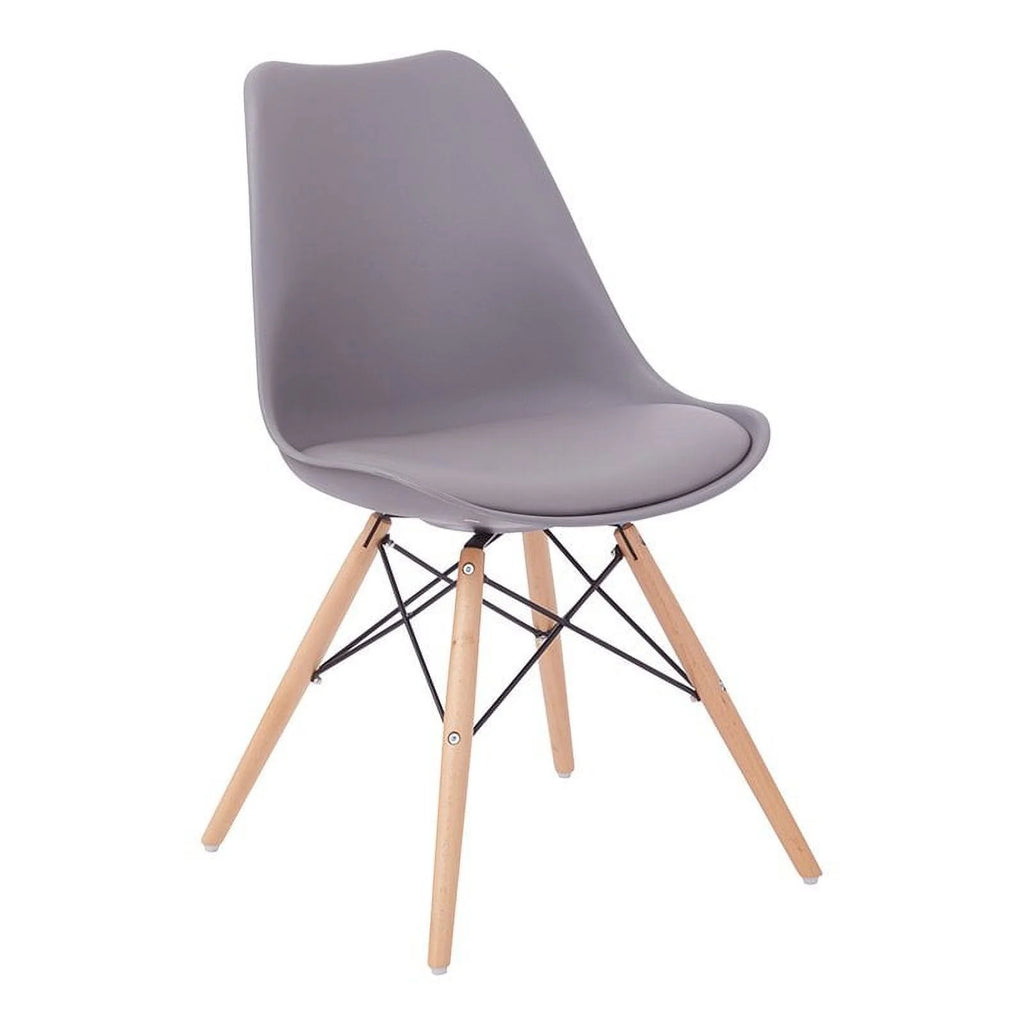 Grey Guest Chair with Natural Wood Base G334